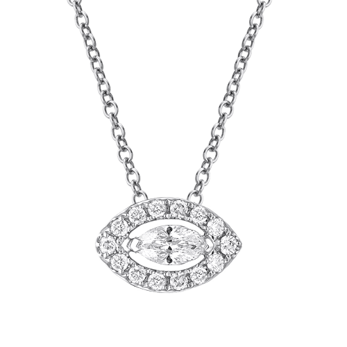 18ct White Gold Marquise Diamond Necklace csbedford