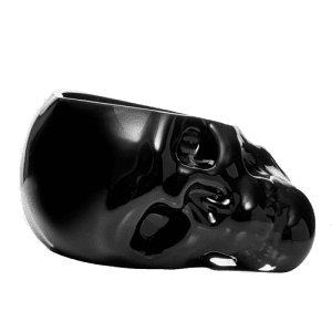 Nude Glass Memento Mori Faceted Black Skull bowl csbedford