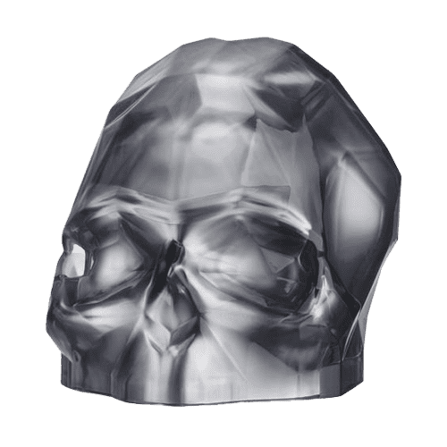 Nude Glass Memento Mori Faceted Skull Silver Large csbedford
