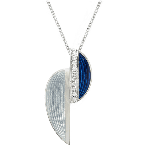 Nicole Barr Gray Art Deco Silver & White Sapphire Necklace csbedford