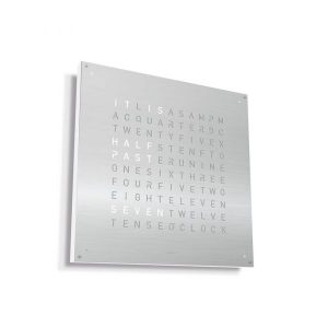 QlockTwo Large Stainless Steel Wall Clock White | CS Bedford Jewellers