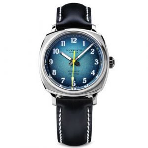 Duckworth Blue Fume Black Leather Verimatic Watch Front View D891-03 | C S Bedford Jewellers