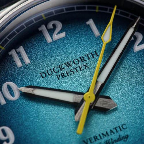 Duckworth Blue Verimatic Watch Front View Dial Close D891-01 | C S Bedford Jewellers