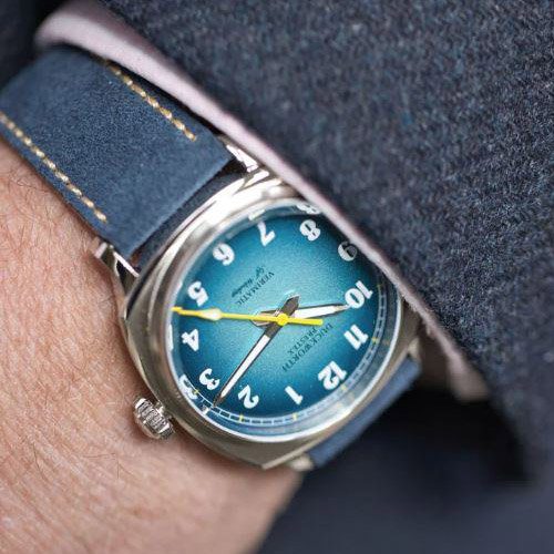 Duckworth Blue Verimatic Watch Front View Dial Close D891-01 | C S Bedford Jewellers