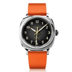 Duckworth Black Fume Orange Rubber Verimatic Watch Front View D891-01 | C S Bedford Jewellers