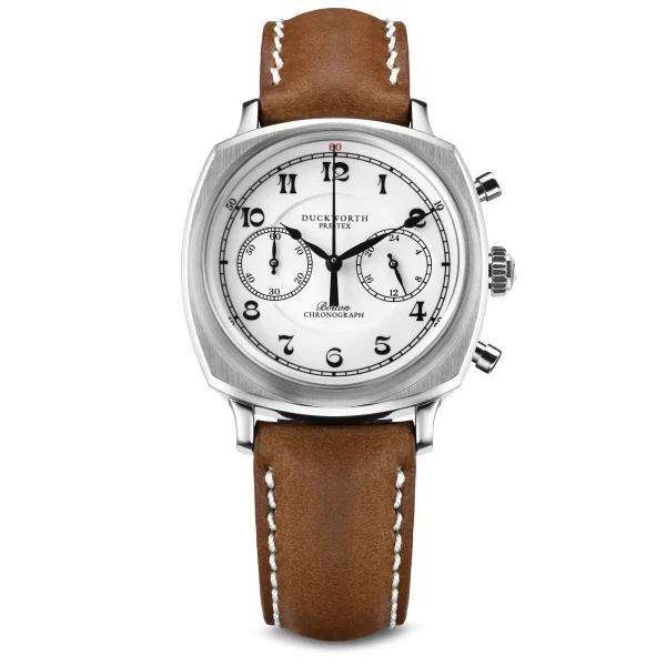 Duckworth Prestex Bolton Chronograph 39 Brown Leather Front | C S Bedford Jewellers